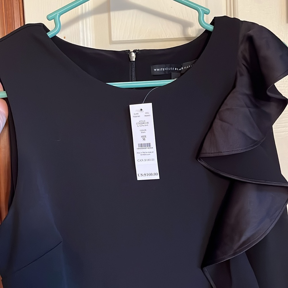 Black Shift Dress with Ruffle Detail
